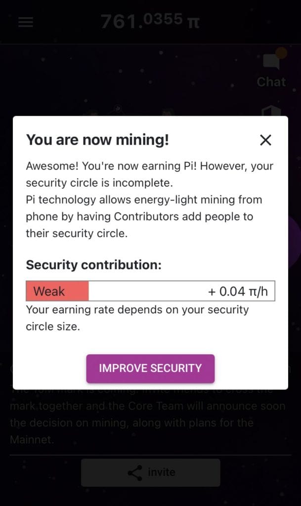 Confirmation of the Pi earning rate after you commence mining.